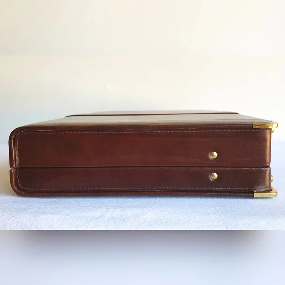 Vintage Genuine Leather Briefcase Attache Document Case - Picture 9 of 16